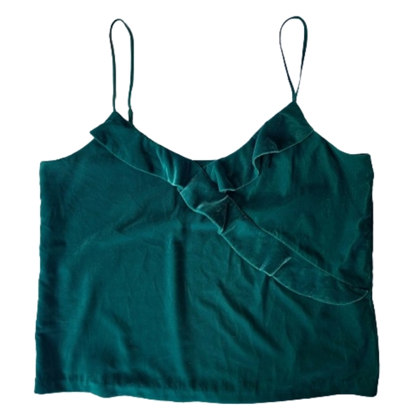 J. Crew Green Going Out Velvet Cami Tank Top Size 12 Evergreen - Picture 4 of 8
